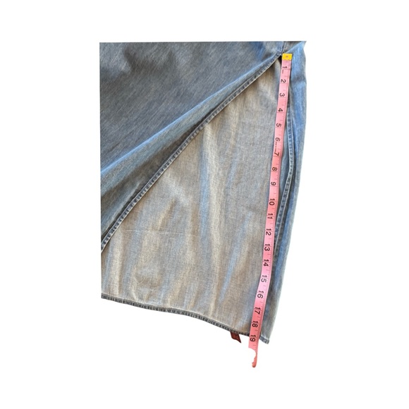 Womens Bluet Sleeveless Chambray Maxi Dress W/belt Size 8 Back Lace Insert - Picture 8 of 9